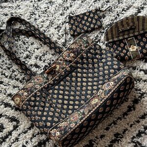 Black and Gold Quilted Tote Bag Set Maggi B purse tote